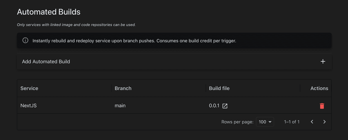 Automatically triggered image builds screenshot
