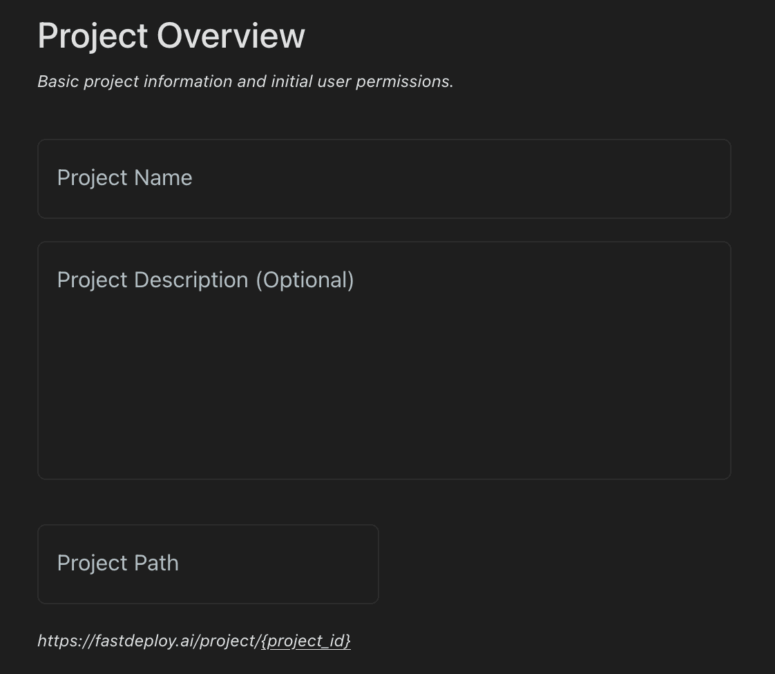 Create a New Project screenshot